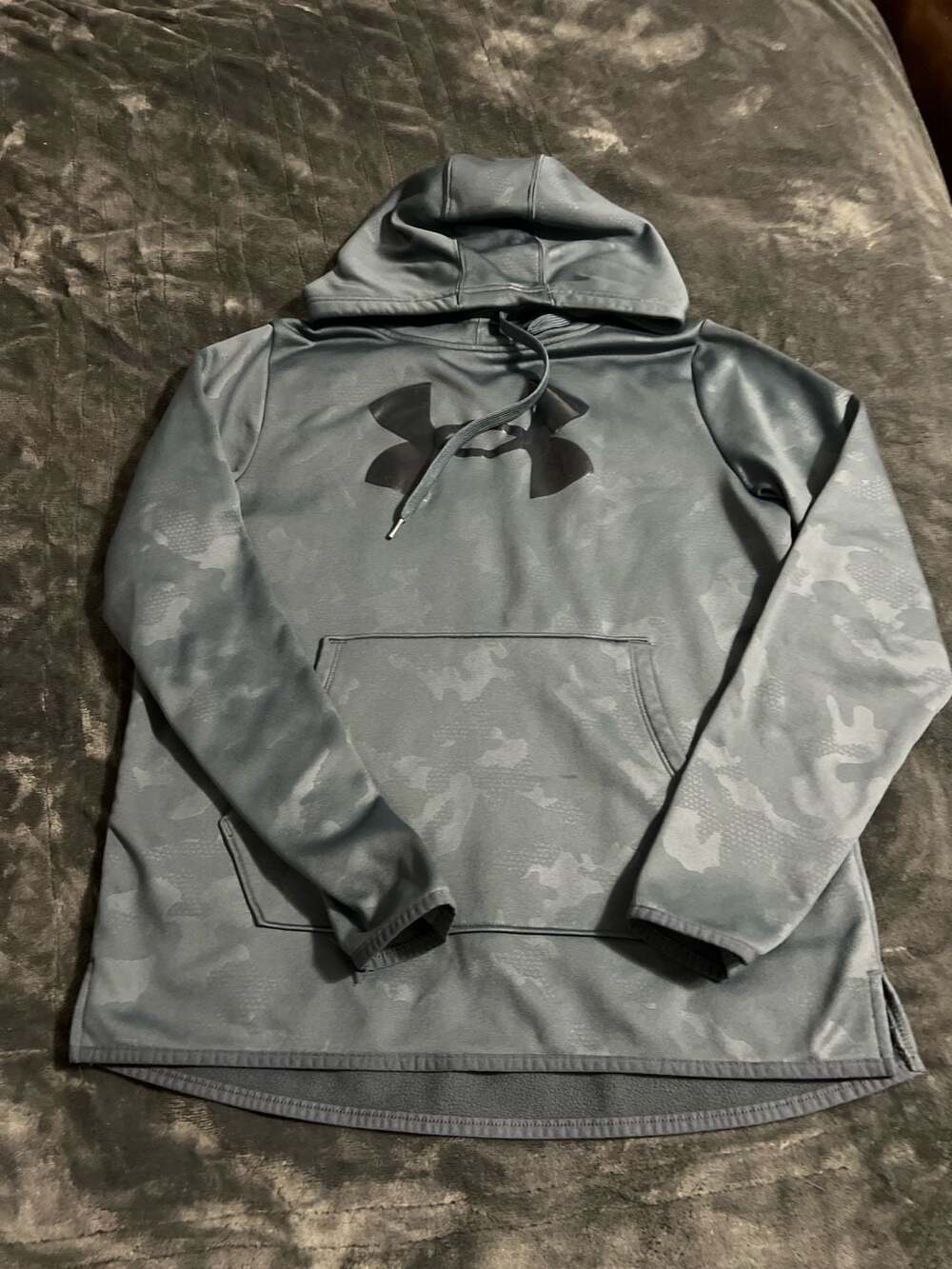 Under Armour Men's Loose Fleece Gray Camo Big Logo Pullover Hoodie